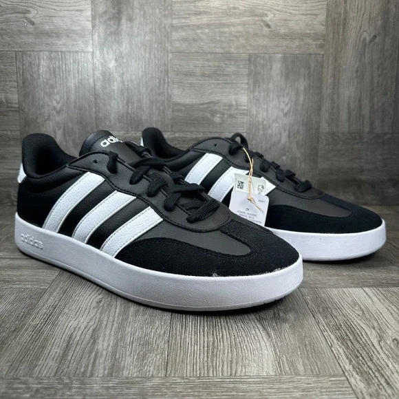 Adidas Barreda Men Size 9 Black White Suede Casual Tennis Sneakers NEW JI2307 - Picture 5 of 9